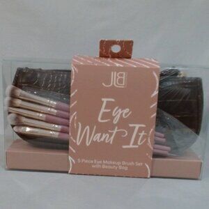 JLB Eye Want It 5-Piece Eye Makeup Brush Set w/ Beauty Bag | NEW